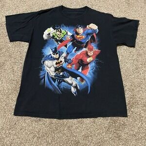 Justice League DC Comics Graphic T-Shirt Batman Superman Flash Green Lantern L